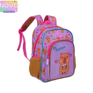 Imagem de Mochila Infantil Costas Capivara Frente em PVC Tamanho Médio Escolar 2