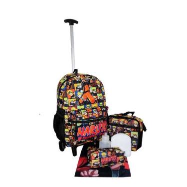 Imagem de Kit Mochila Naruto Infantil Juvenil Aulas Rodinhas - Outras Marcas