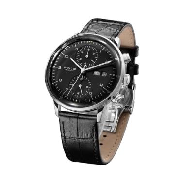 Imagem de FEICE Relógio mecânico masculino Bauhaus Relógio automático de aço inoxidável com corda automática, relógios casuais para homens com pulseiras de couro, calendário de data-FM121 (preto-1), 3, preto,