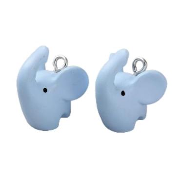 Imagem de Ornazy 20 peças de pingentes de elefante azul 3D de resina lindos pingentes de animais para fazer joias, artesanato, chaveiros, decoração
