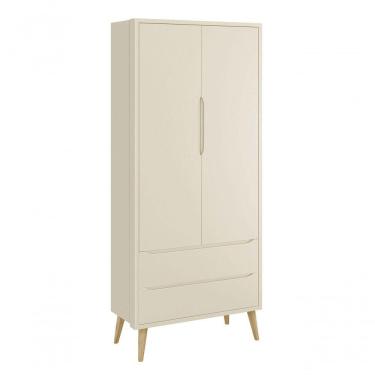 Imagem de Guarda-roupa Retrô 2 Portas Théo New Areia Fosco Com Natural - Moveisaqui