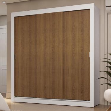 Imagem de Guarda-Roupa Casal 3 Portas Correr Branco/Rustic