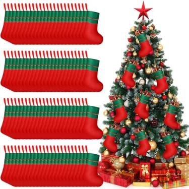 Imagem de Shappy 100 peças de mini meias de Natal a granel 15 cm meias de Natal de feltro de Natal para lareira para pendurar para faca de feltro de Natal suportes de garfo para decoração de festas de fim de