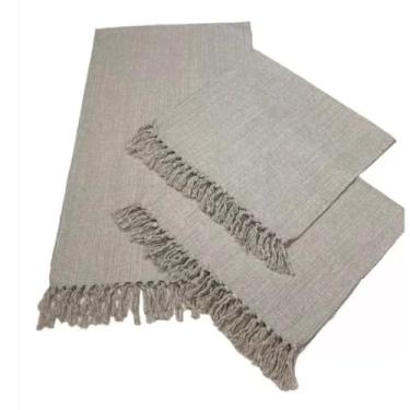 Imagem de Tapete de Cozinha, Passadeira Estilo com Franjas Kit Passadeira para Cozinha de Tear 3 Peças，Elegante e Refinado(Neblina)