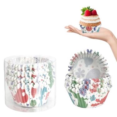 Imagem de Kiopdse Forros de cupcake de Páscoa, suprimentos de panificação, copos padrão, decorações de bolo, essenciais para assar férias, mini forma de muffin de doces, ovos de Páscoa, envoltórios de papel 100
