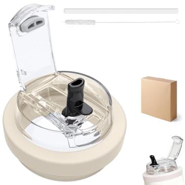 Imagem de Maiwj Tampa de silicone flip canudo substituição para copo Stanley de 850 g, seguro duplo, à prova de vazamento, à prova de poeira, com canudo e limpador, uso duplo, acessórios reutilizáveis Stanley