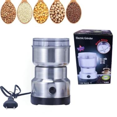 Imagem de Moedor Elétrico de Café e Grãos Inox 200W 110V – 150g Capacidade, 4 Lâminas Aço Inox, Base Preta, para Especiarias Premium