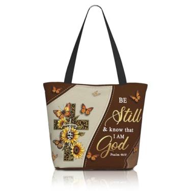 Imagem de Sacola Bíblica Feminina Cristã Bolsa de Ombro Igreja Inspiradora com Zíper Versículo da Bíblia Presentes, Cruz bíblia, Large