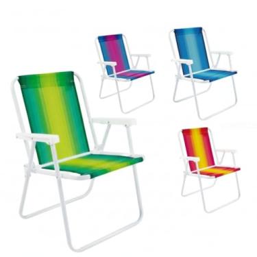 Imagem de Cadeira de Praia Dobrável Aço/Branco Adulto/Sortido