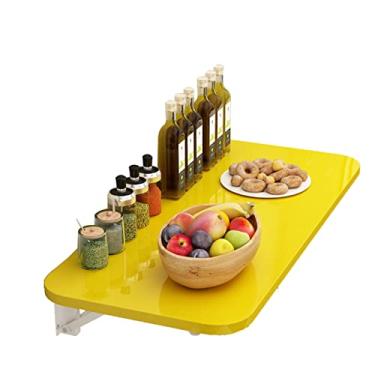 Imagem de Mesa dobrável multifuncional montada na parede prateleiras de parede para sala de estar, quarto, escritório, banheiro cozinha e decoração (tamanho: 40 x 30 cm/15,7 x 11,20 cm, cor: amarelo)