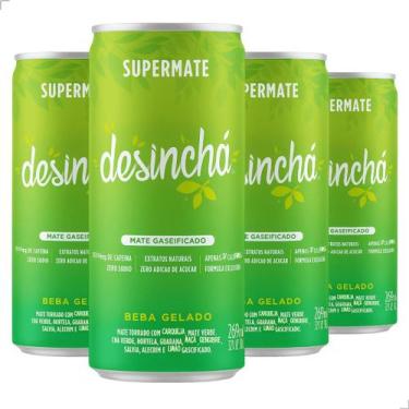 Imagem de Kit 4 Desinchá Supermate Chá Mate Gaseificado 269ml Limão com Maçã Gás