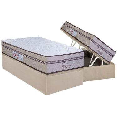 Imagem de Cama Box Baú Solteiro: Colchão Molas Ensacadas Paropas Evidence + Base Crc Suede Clean (88x188)