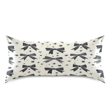 Imagem de Blueangle Fronha de cetim com gravata borboleta legal para cabelo e pele, fronha de seda, tamanho king (50,8 x 101,6 cm) - Capas de almofada de cetim refrescantes com fecho de envelope (641)