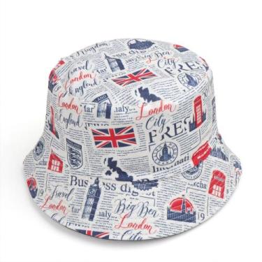 Imagem de Bucket Hat British Flags Newspapers Anime Unissex Casual - Yiweisai