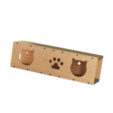 Imagem de IEUDNS Túnel arranhador para gatos, casinha em forma de túnel, presente para gatos de interior, almofada de arranhar confortável para animais de estimação, S