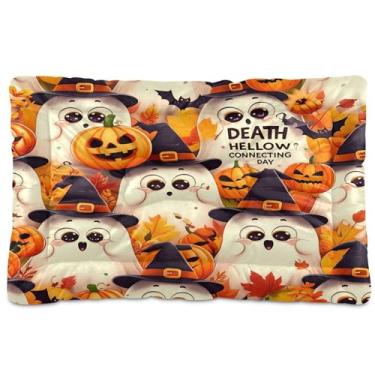 Imagem de SEHANY Cama de cachorro fantasma Halloween Boo Cama de gato com fundo antiderrapante, cama de canil, colchão macio para animais de estimação, lavável para cães pequenos, médios e grandes, gatos, 61 x