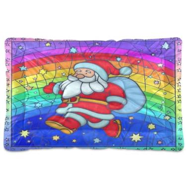 Imagem de Blueangle Cama de Papai Noel ultra macia e calmante para cães pequenos, cama retangular confortável para animais de estimação, 24 x 18 polegadas (767)