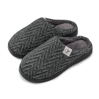 Imagem de Chinelos masculinos de espuma viscoelástica com forro de malha antiderrapante para uso interno e externo, preto/prata/arame, 5-6 Women/4-5 Men