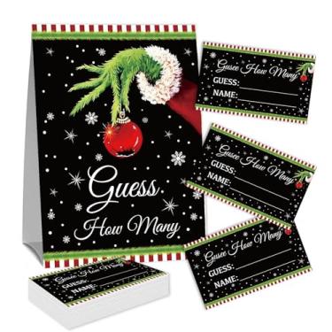 Imagem de Placa Guess How Many Candies (1 placa de pé e 50 cartões de adivinhação) Kit de cartas de jogo de atividades com tema de arco rosa para chás de bebê, festas de recém-nascidos, chá de noivado de