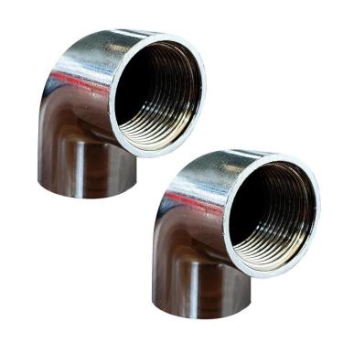 Imagem de Kit 2 Joelho Cotovelo Curva 90º Metal Cromado Fêmea 1/2``