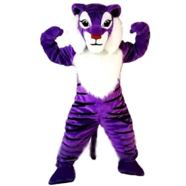 Imagem de Fantasia de mascote de tigre roxo para dia das bruxas, fantasia de carnaval, fantasia de personagem (como mostrado, M)