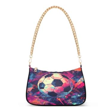 Imagem de CEBUGI Bolsa tiracolo feminina bolsa de ombro bolsa de bola de futebol elegante bolsa clutch com alça de corrente