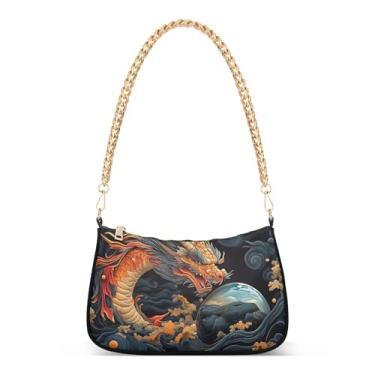 Imagem de CEBUGI Bolsas transversais femininas bolsa de ombro dragão mármore bolsa clutch elegante com alça de corrente