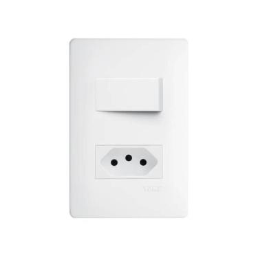 Imagem de Interruptor Simples + Tomada 20a com placa 4x2 Fame Habitat