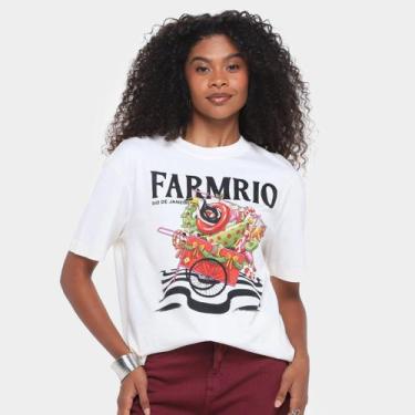Imagem de Camiseta Farm Media Papai Noel Da Praia Feminina, Branco, M