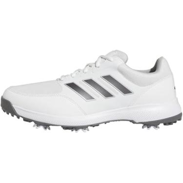 Imagem de adidas Tênis de golfe masculino Tech Response 3.0, Calçado branco/prata escuro metálico/prata metálico, 9.5 Wide