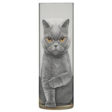 Imagem de JUZIHAI Vaso de ioga engraçado para gatos para flores, 9,9 cm x 30 cm, cilindro de plástico, moderno, vaso de flores para centro de mesa de casamento, decoração de casa