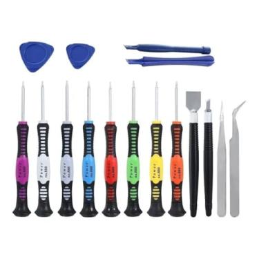 Imagem de Kit de Chaves de Precisão para Celular, 16 Peças, Compatível com iPhone e Android, Inclui 8 Chaves, 2 Pinças, 4 Espátulas