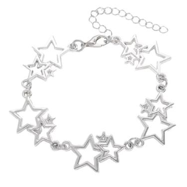 Imagem de Zhang shine Pulseira Y2k feminina imitação de pérola com contas de estrela banhada a prata pingente joia grunge estética, One Size, Liga metálica, Sem Pedra Preciosa