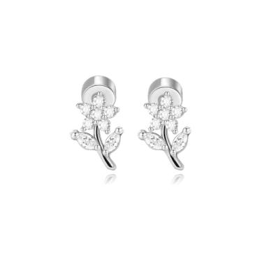 Imagem de Brincos pequenos de aço inoxidável para mulheres, homens, cartilagem, floral, cartilagem, tragus, tragus, tragus, piercing, joia, festa de casamento, joias modernas, 20 g, Small, Aço inoxidável, Sem