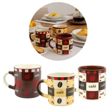 Imagem de Conjunto 3 Mini Canecas Cerâmica Decorada Pilão 110ml Para Café - Tuut