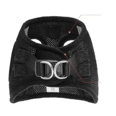 Imagem de Peitoral e Guia para Cães e Gatos, Tecido Respirável com Faixa Reflexiva, Preto, Tamanho M, Inclui 1 Peitoral e 1 Guia