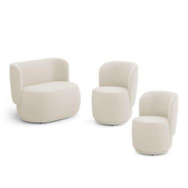 Imagem de Kit 02 Poltronas E 01 Namoradeira Orgânica Molly Bouclê Bege - Desk Design