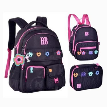 Imagem de Mochila Lancheira Estojo Rebecca Bonbon Flower Power Preto