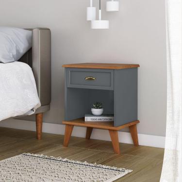 Imagem de Mesa De Cabeceira 1 Gaveta 1 Nicho Madeira Veneza Cinza