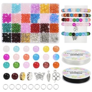 Imagem de Echoed Elegance Kit de pulseira de contas de vidro de 7,5 ~ 9 mm, 755 peças, contas de cristal de 20 cores para fazer joias, contas redondas, artesanato faça você mesmo com contas espaçadoras
