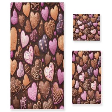 Imagem de Wassud Sweet Love Conjunto de 3 toalhas de banho para dia dos namorados, toalhas super macias e absorventes para banheiro, toalhas de banho de secagem rápida, toalha de banho para academia, spa, hotel