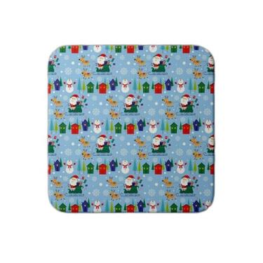 Imagem de Ladrilho Decorativo de Cerâmica Natalino com Estampa Festiva de Pai Natal e Renas