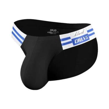 Imagem de Cuecas Masculinas De Algodão Listradas Azul Marinho, Modelo Biquíni Tr