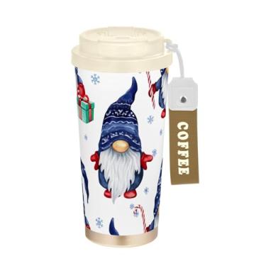 Imagem de TSENQUE Gnomos de Natal Branca Neve, Caneca de Café de Viagem 473 ml Copo com Canudo e Tampa de Filp, Copos de Parede Dupla Isolados a Vácuo com Revestimento Cerâmico para Escritório Escola Festa