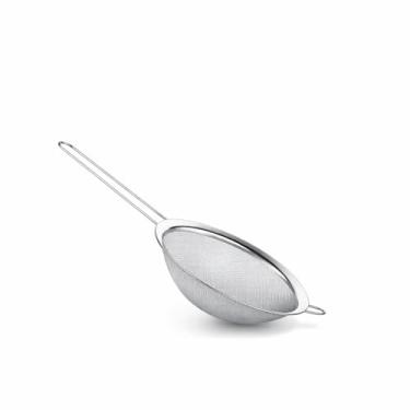Imagem de Peneira de Cozinha em Aço Inox 14 cm · Malha Fina · Cabo Longo · Apoio Lateral · Ideal para Farinhas, Chás e Caldos