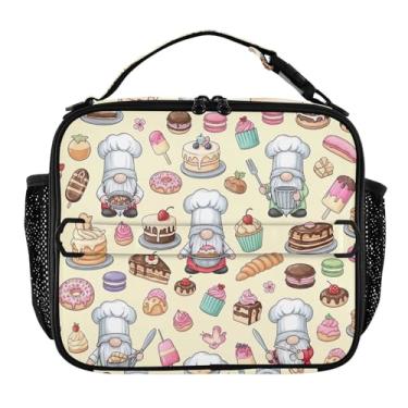 Imagem de Joisal Lancheira St bege da Cartoon Foods para mulheres, meninas, lancheira com alça de ombro, masculina, infantil, lancheira para trabalho e meninos, bolsa térmica fofa
