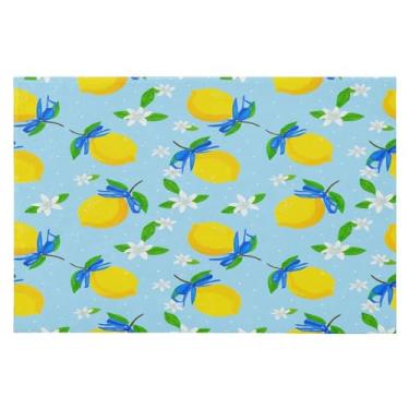 Imagem de Wassud Tapete de porta limão 61 x 89 cm, tapete de área lavável antiderrapante com suporte de borracha, tapete macio e macio para sala de estar, quarto, entrada, entrada