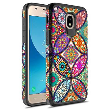 Imagem de Capa para Samsung Galaxy J7 V 2ª geração/J7 Refine/J7 Top/J7 Star/J7 Aura/J7 2018 com película de vidro temperado, capa protetora de tela com estampa híbrida Rosebono para SM-J737, Colorful Mandala
