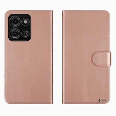 Imagem de Case Carteira Flip Couro Premium para Moto Edge 60 Fusion Proteção Completa Fechamento Magnético (Rosa)