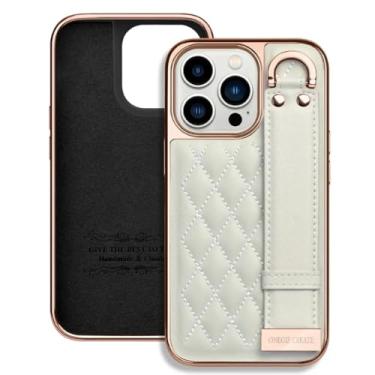Imagem de IRTGFG Capa de couro com revestimento de pulseira para iPhone 16 Pro Max, à prova de choque, com suporte e proteção contra quedas (para iPhone 16 Pro Max/verde-exército)